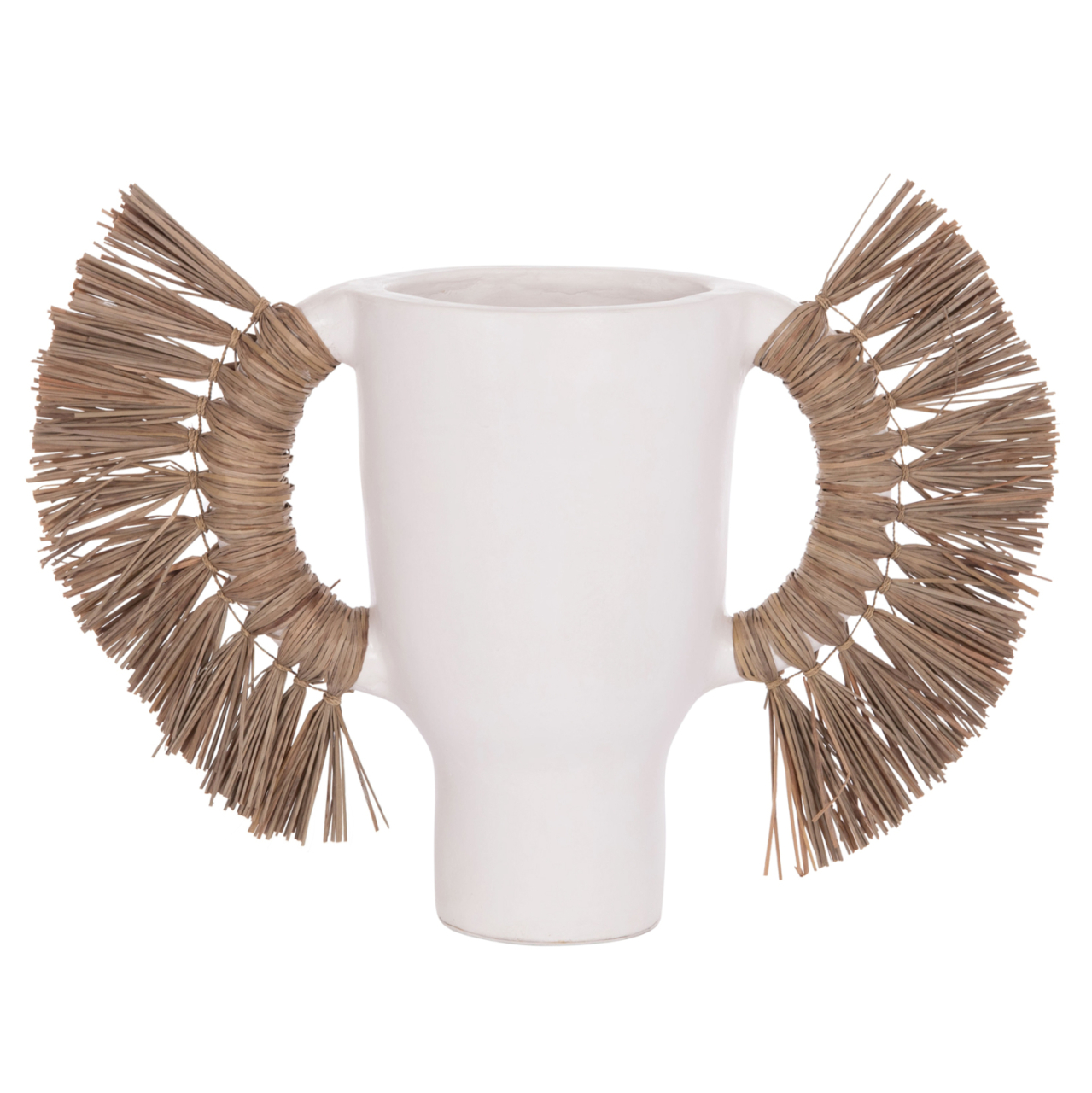 DECORATIVE TABLE VASE ALICA HM4668.02L TERRACOTA IN WHITE COLOR and GRASS--64x22x38Hcm. [1]