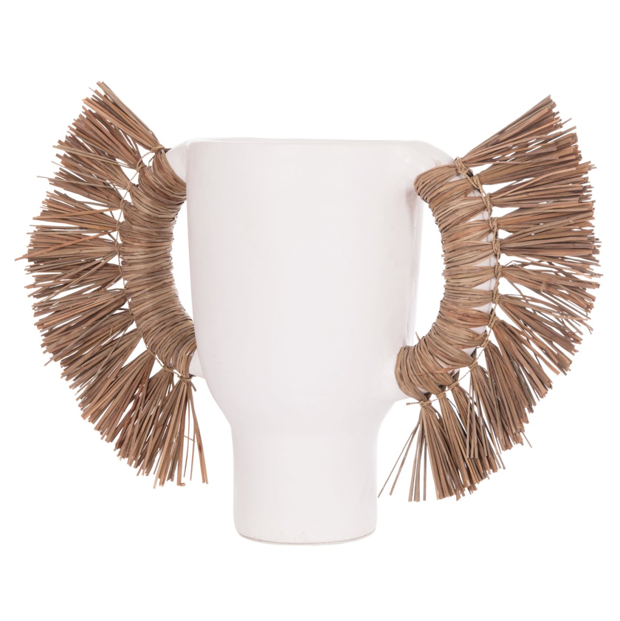 DECORATIVE TABLE VASE ALICA HM4668.02L TERRACOTA IN WHITE COLOR and GRASS--64x22x38Hcm. [5]
