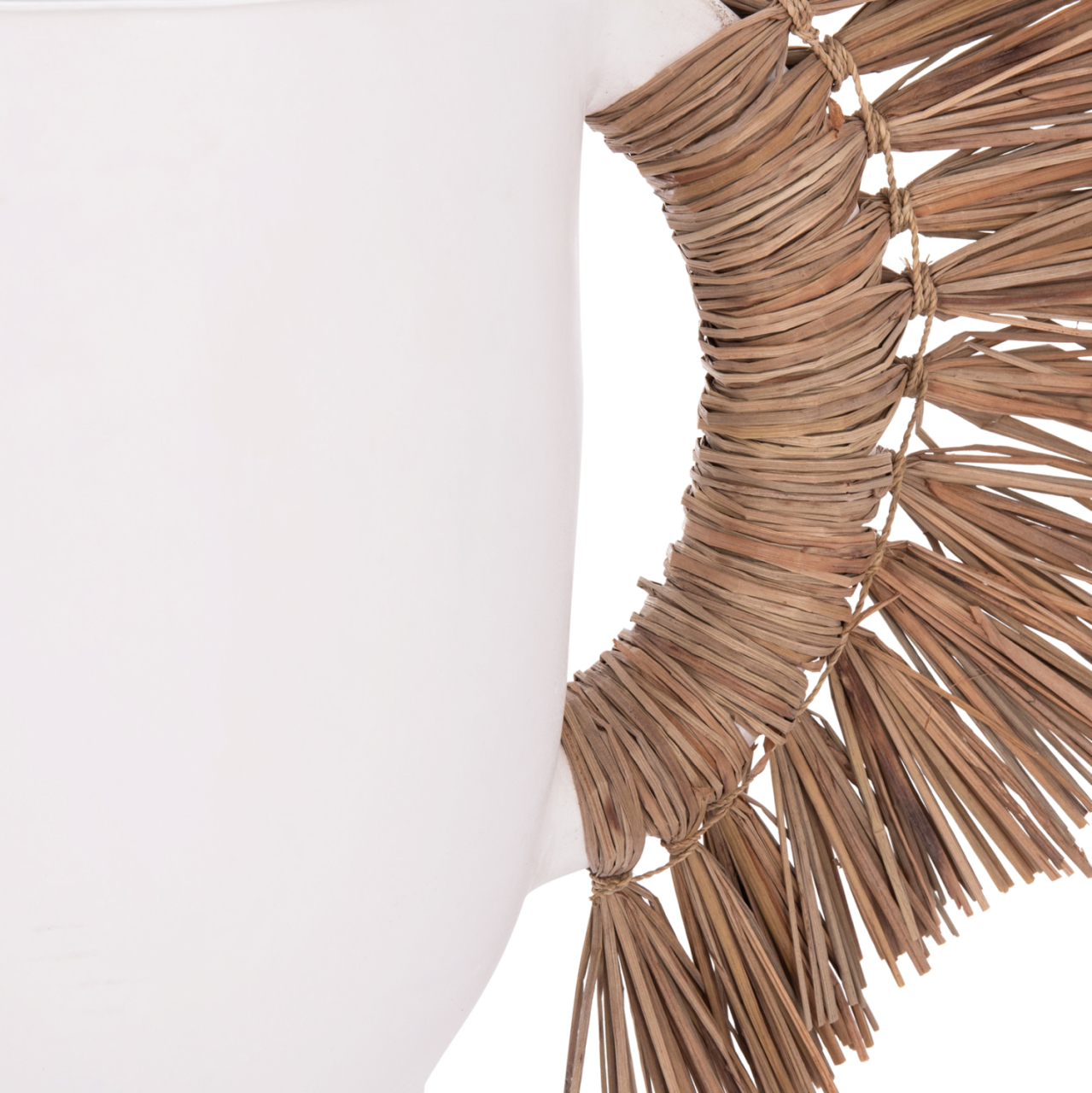 DECORATIVE TABLE VASE ALICA HM4668.02L TERRACOTA IN WHITE COLOR and GRASS--64x22x38Hcm. [10]