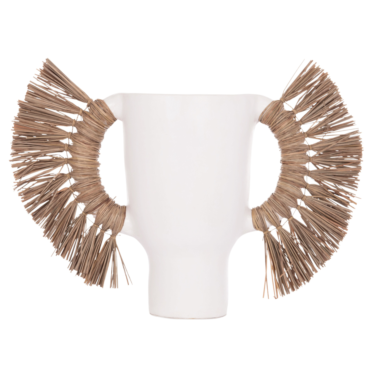DECORATIVE TABLE VASE ALICA HM4668.02L TERRACOTA IN WHITE COLOR and GRASS--64x22x38Hcm. [3]