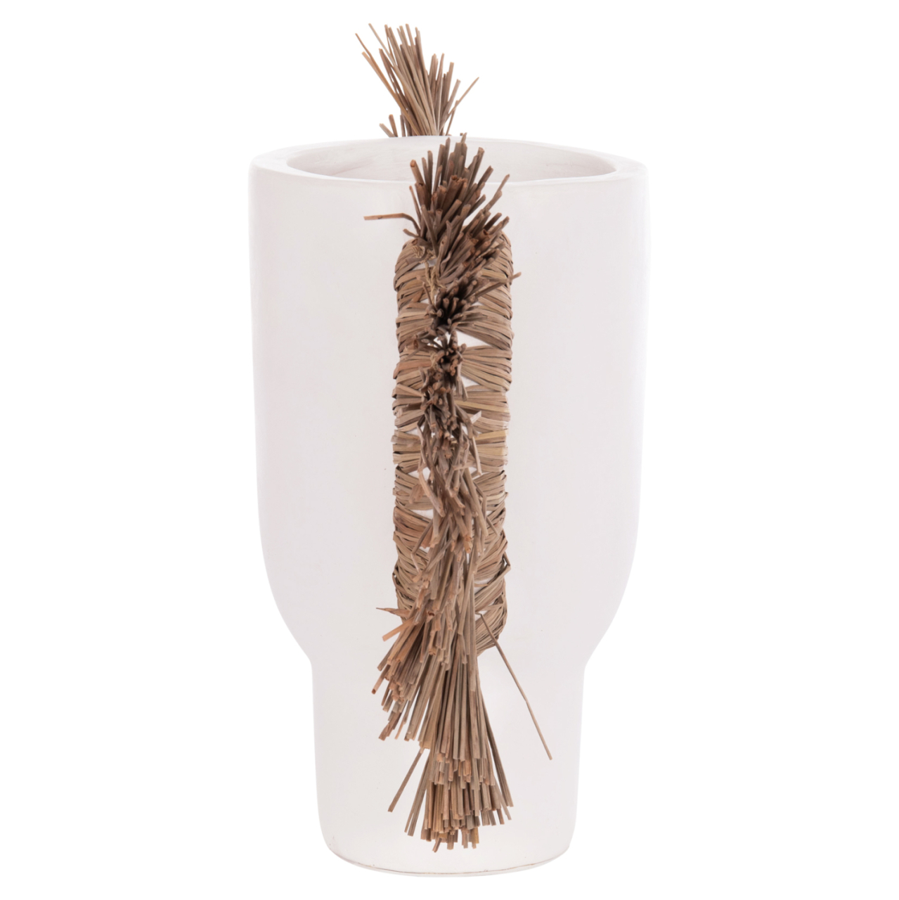 DECORATIVE TABLE VASE ALICA HM4668.02L TERRACOTA IN WHITE COLOR and GRASS--64x22x38Hcm. [4]