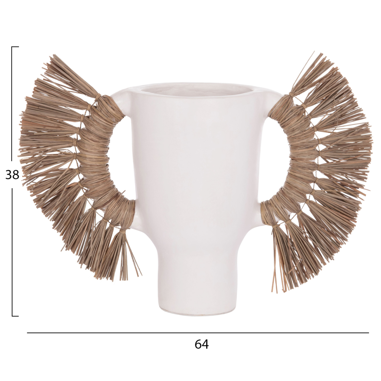 DECORATIVE TABLE VASE ALICA HM4668.02L TERRACOTA IN WHITE COLOR and GRASS--64x22x38Hcm. [2]