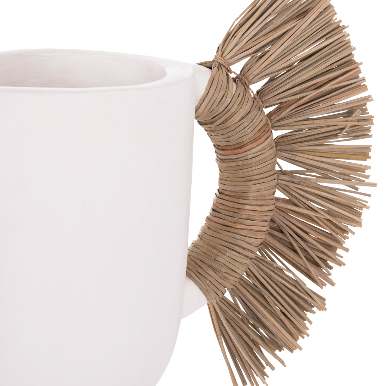 DECORATIVE TABLE VASE ALICA HM4668.02S TERRACOTA IN WHITE COLOR and GRASS--55x19x34Hcm. [7]