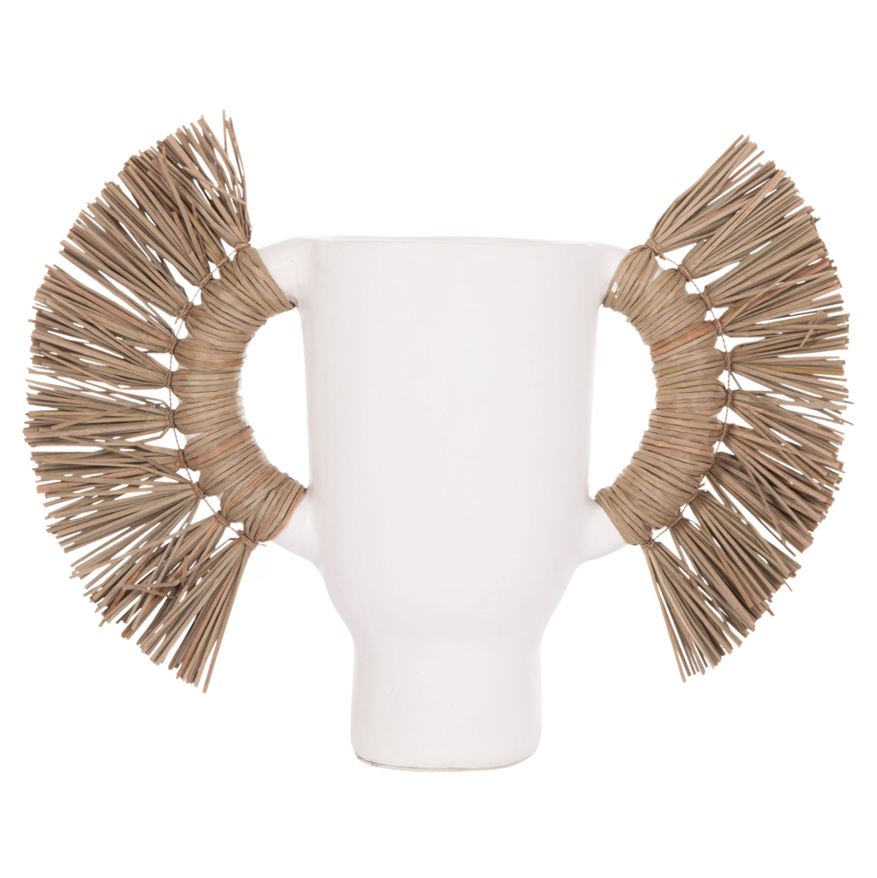 DECORATIVE TABLE VASE ALICA HM4668.02S TERRACOTA IN WHITE COLOR and GRASS--55x19x34Hcm. [3]