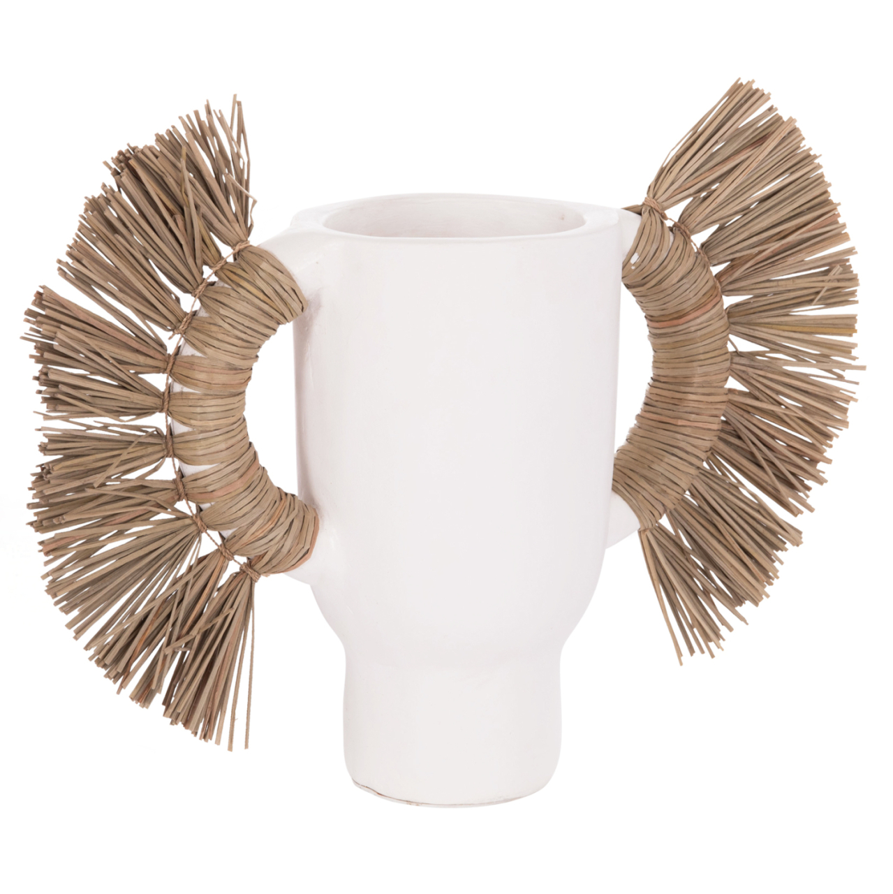 DECORATIVE TABLE VASE ALICA HM4668.02S TERRACOTA IN WHITE COLOR and GRASS--55x19x34Hcm. [4]