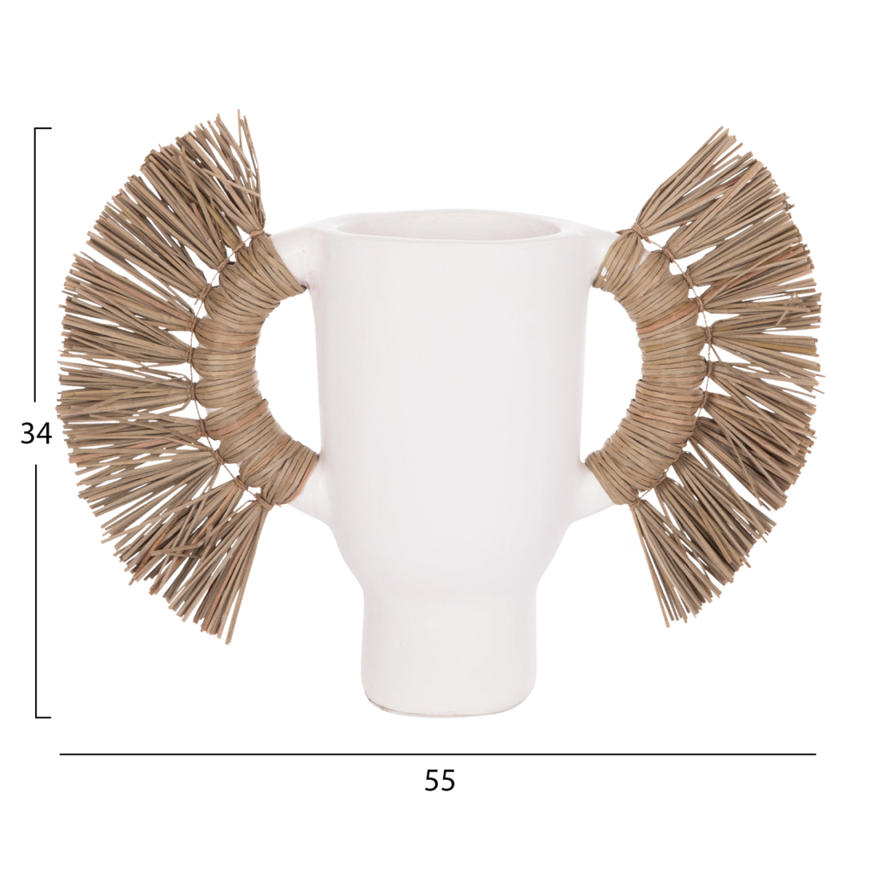 DECORATIVE TABLE VASE ALICA HM4668.02S TERRACOTA IN WHITE COLOR and GRASS--55x19x34Hcm. [2]