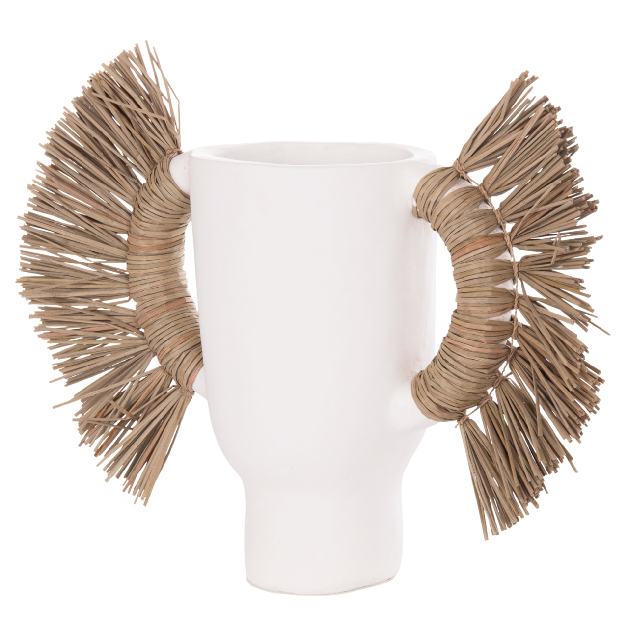 DECORATIVE TABLE VASE ALICA HM4668.02S TERRACOTA IN WHITE COLOR and GRASS--55x19x34Hcm. [8]