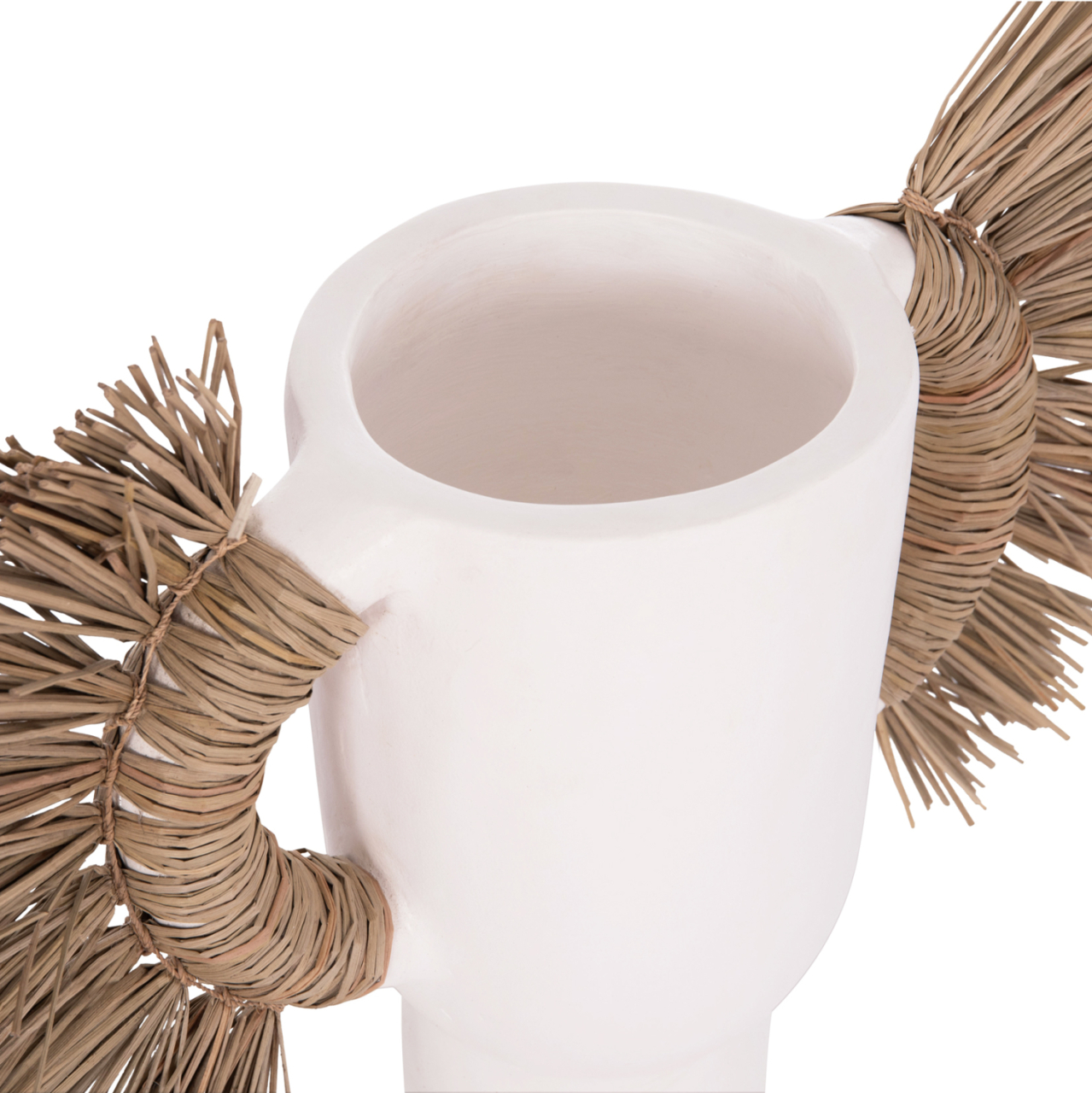 DECORATIVE TABLE VASE ALICA HM4668.02S TERRACOTA IN WHITE COLOR and GRASS--55x19x34Hcm. [5]