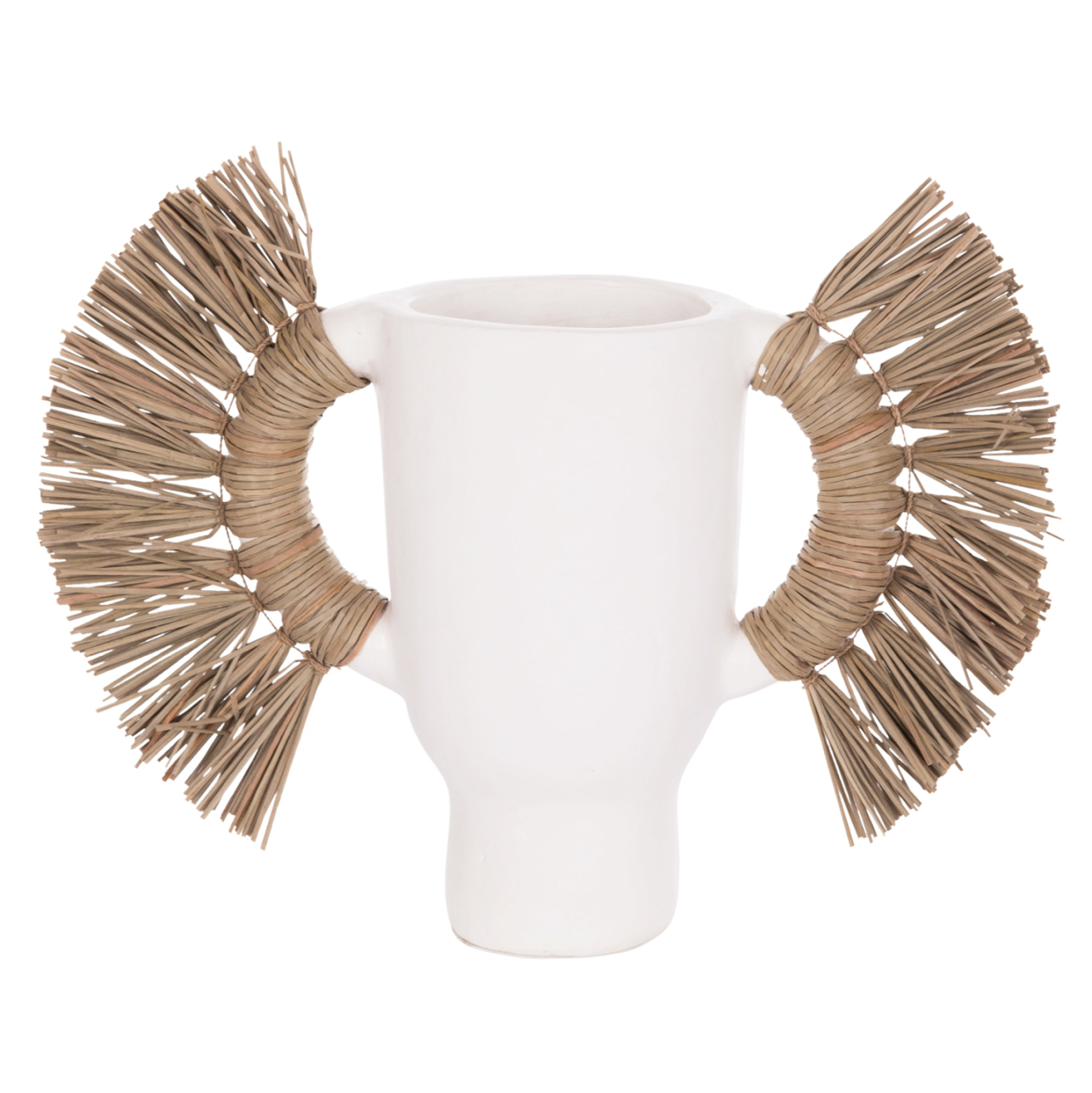 DECORATIVE TABLE VASE ALICA HM4668.02S TERRACOTA IN WHITE COLOR and GRASS--55x19x34Hcm. [6]