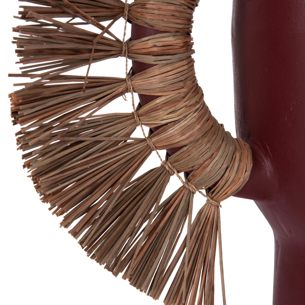 DECORATIVE TABLE VASE ALICA HM4668.06L TERRACOTA IN MAROON COLOR and GRASS--64x22x38Hcm. [9]