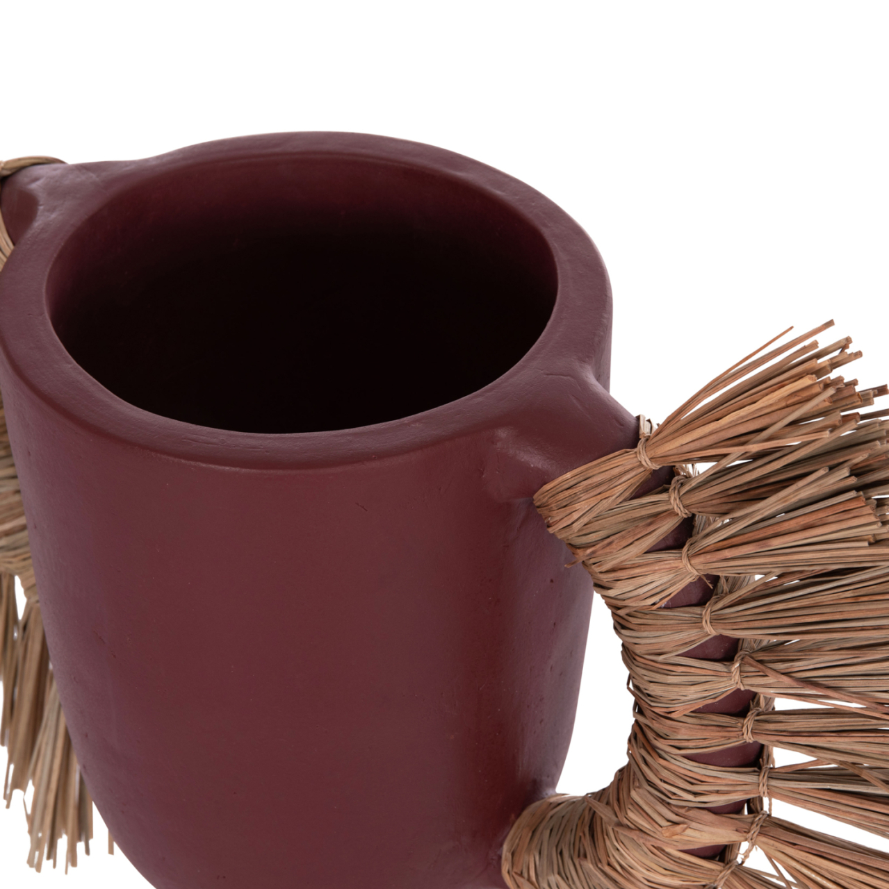 DECORATIVE TABLE VASE ALICA HM4668.06L TERRACOTA IN MAROON COLOR and GRASS--64x22x38Hcm. [10]