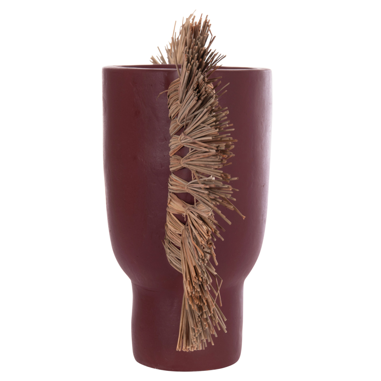 DECORATIVE TABLE VASE ALICA HM4668.06L TERRACOTA IN MAROON COLOR and GRASS--64x22x38Hcm. [5]