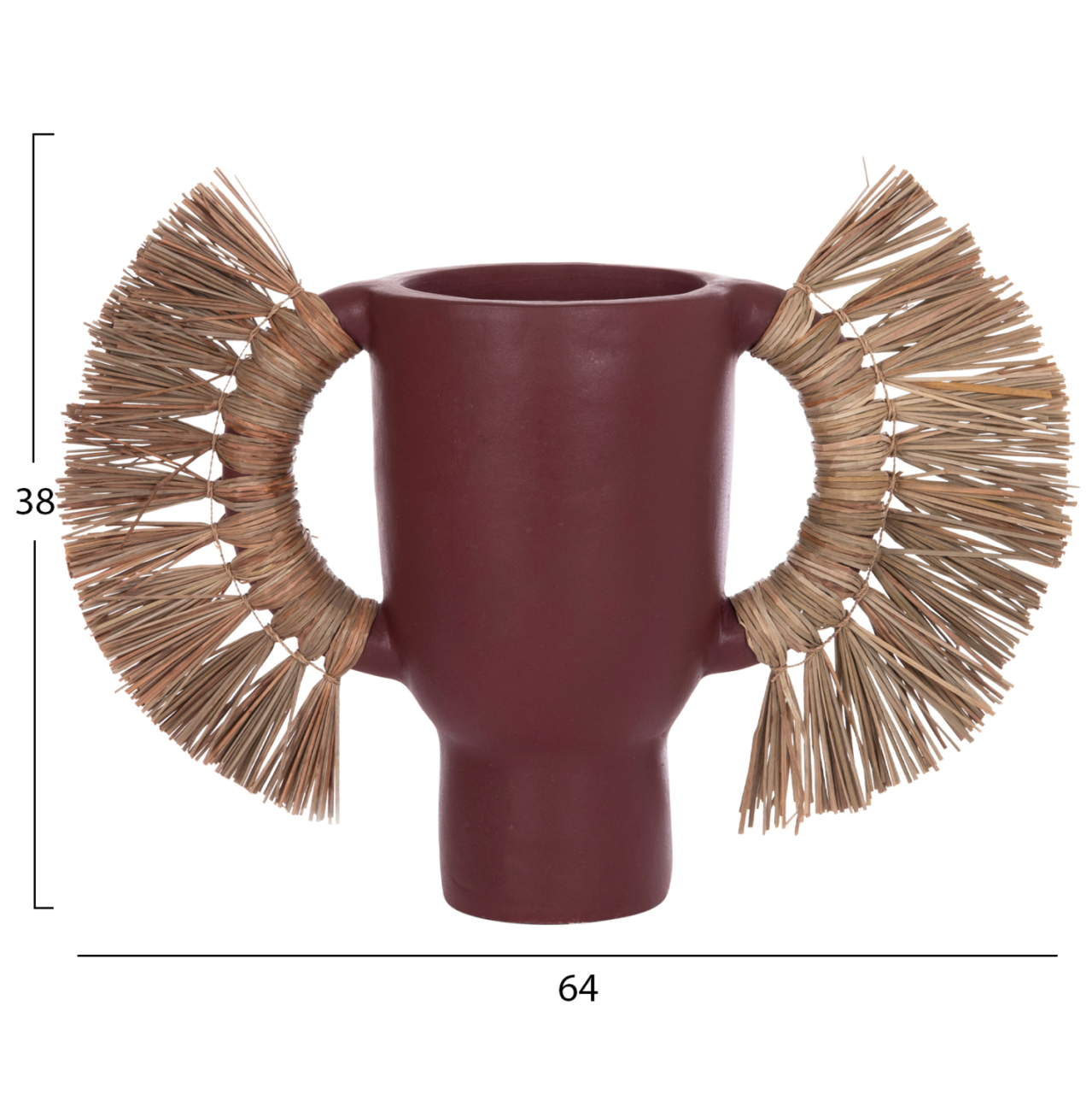 DECORATIVE TABLE VASE ALICA HM4668.06L TERRACOTA IN MAROON COLOR and GRASS--64x22x38Hcm. [2]