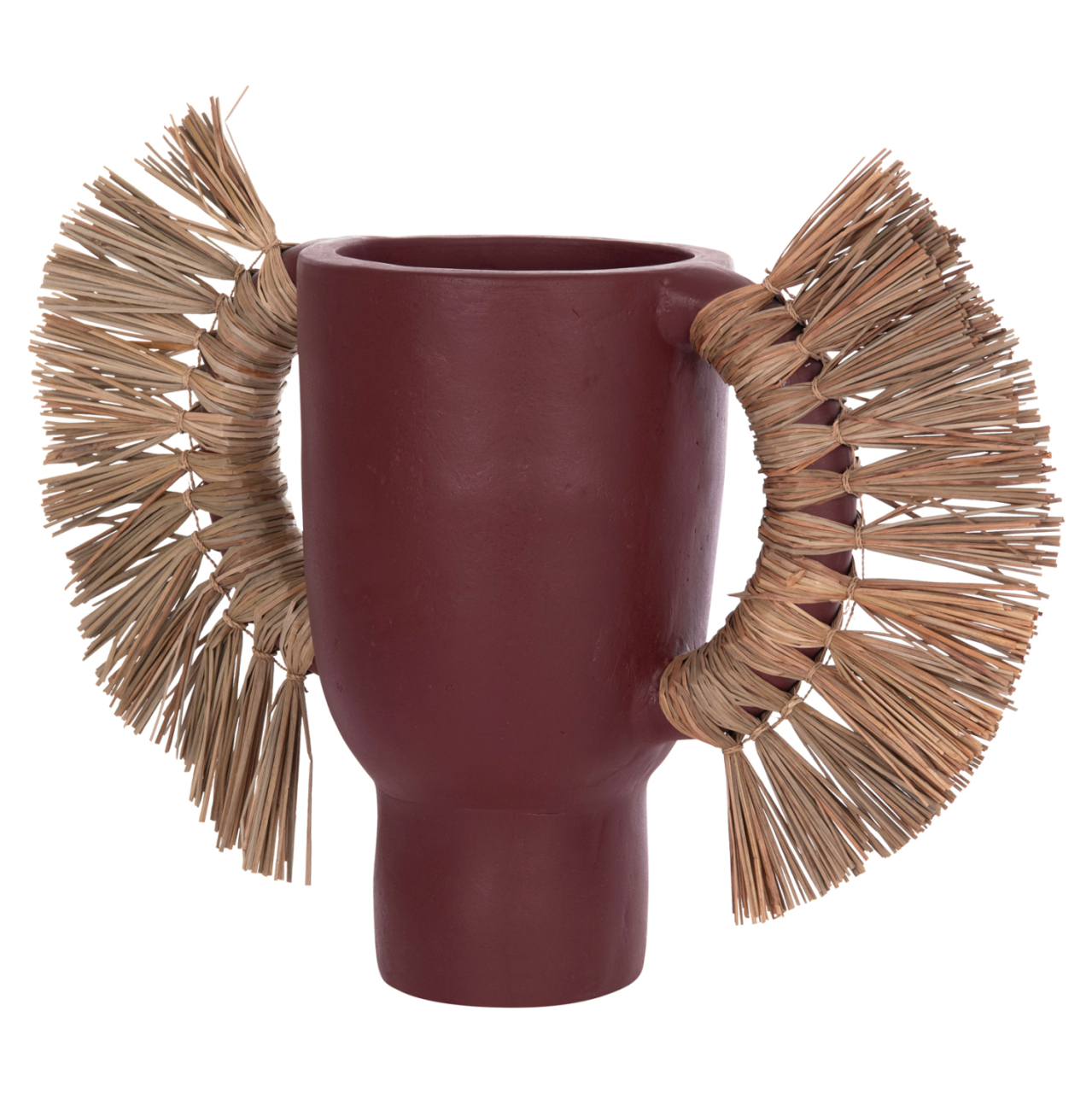 DECORATIVE TABLE VASE ALICA HM4668.06L TERRACOTA IN MAROON COLOR and GRASS--64x22x38Hcm. [6]