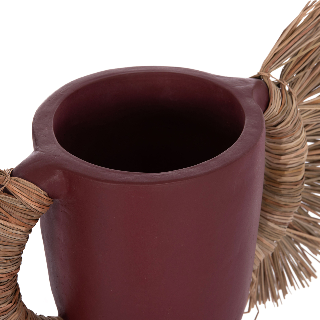 DECORATIVE TABLE VASE ALICA HM4668.06L TERRACOTA IN MAROON COLOR and GRASS--64x22x38Hcm. [7]
