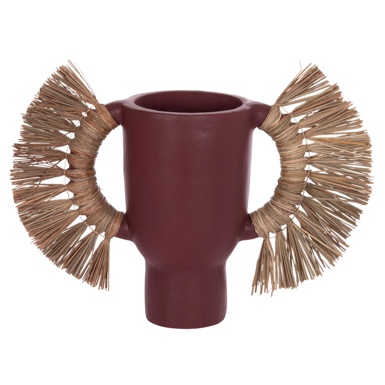 DECORATIVE TABLE VASE ALICA HM4668.06L TERRACOTA IN MAROON COLOR and GRASS--64x22x38Hcm. [3]
