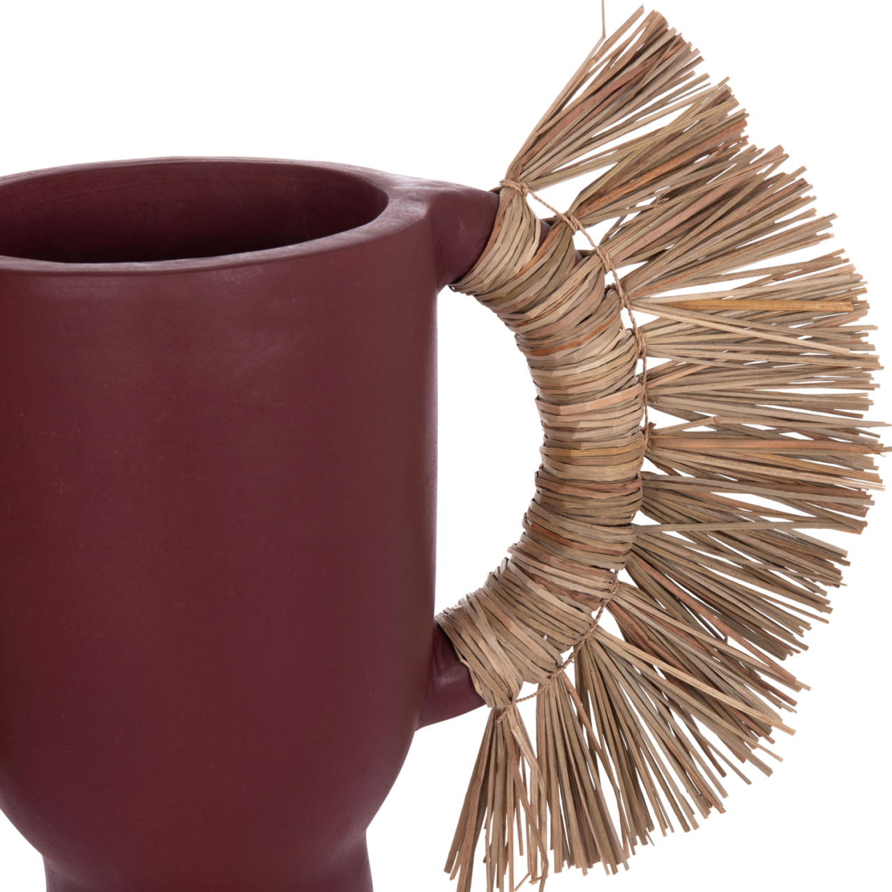 DECORATIVE TABLE VASE ALICA HM4668.06L TERRACOTA IN MAROON COLOR and GRASS--64x22x38Hcm. [4]