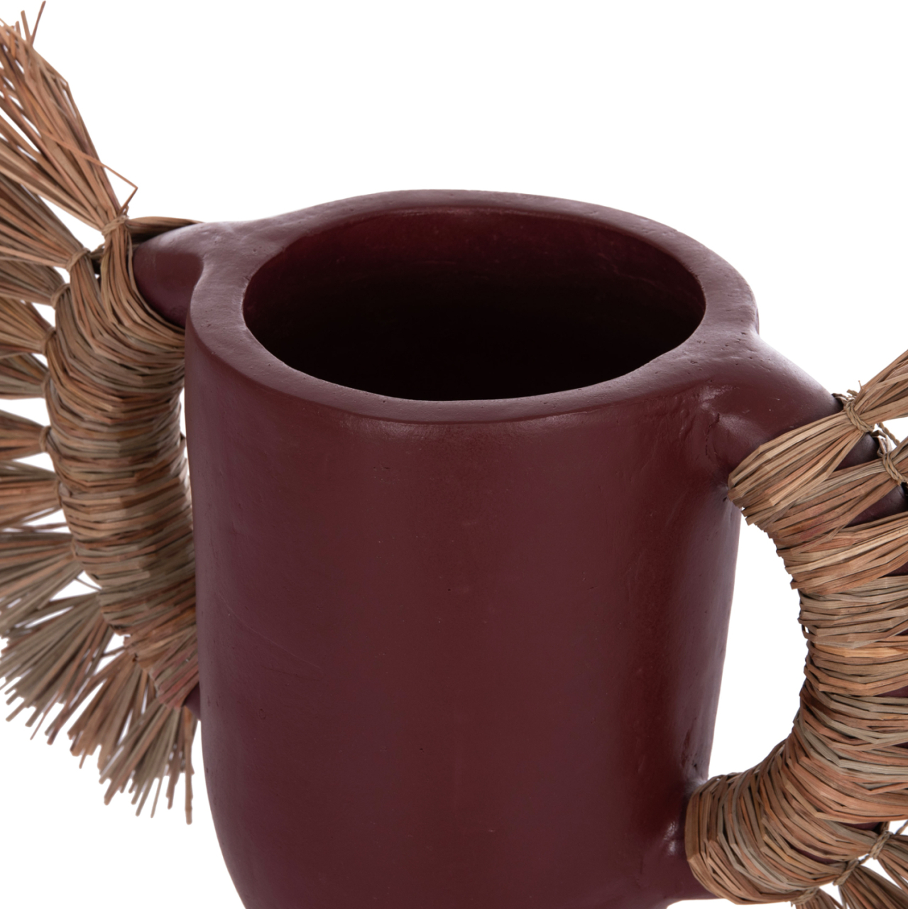 DECORATIVE TABLE VASE ALICA HM4668.06S TERRACOTA IN MAROON COLOR and GRASS--55x19x34Hcm. [10]