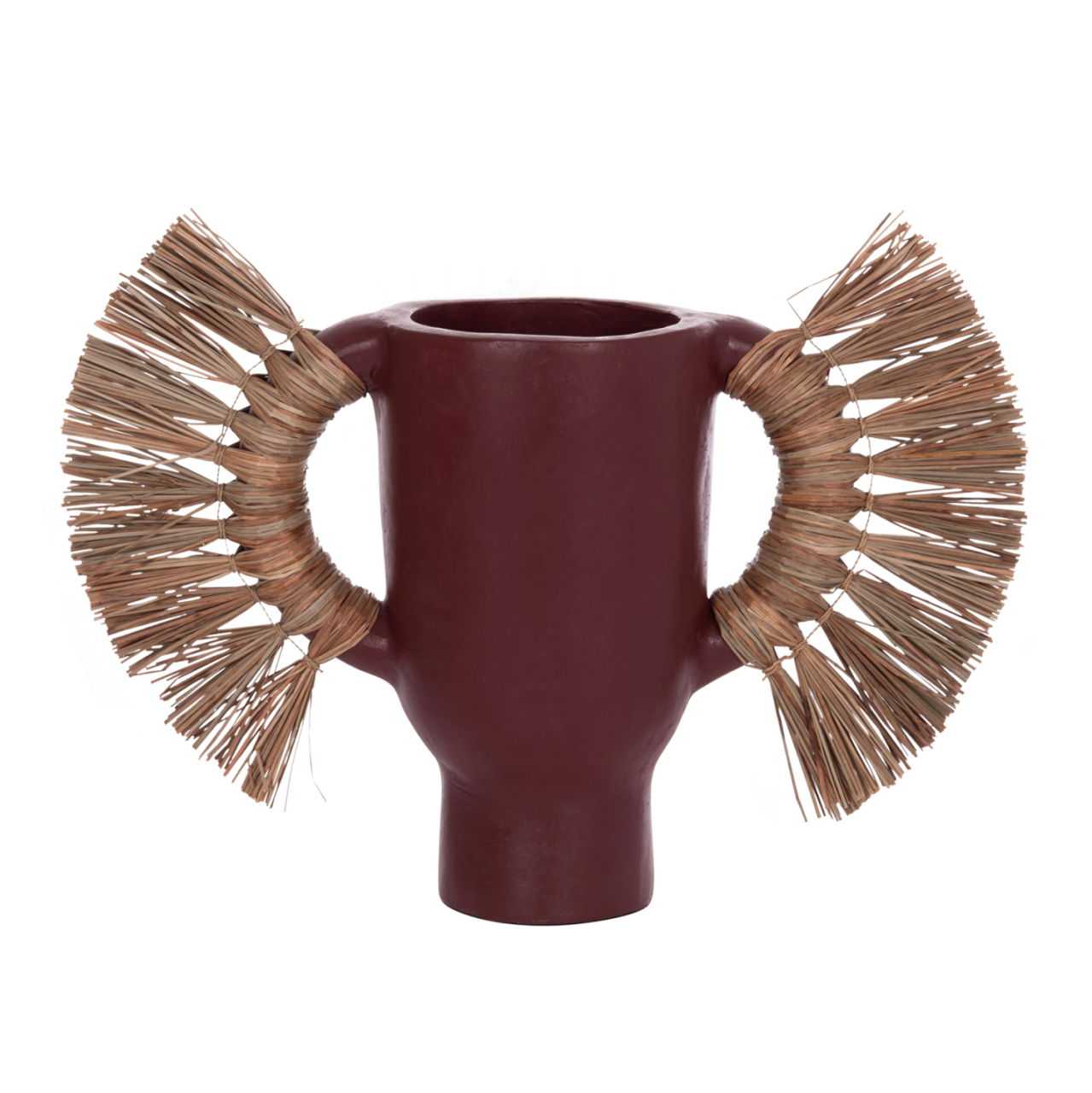 DECORATIVE TABLE VASE ALICA HM4668.06S TERRACOTA IN MAROON COLOR and GRASS--55x19x34Hcm. [3]