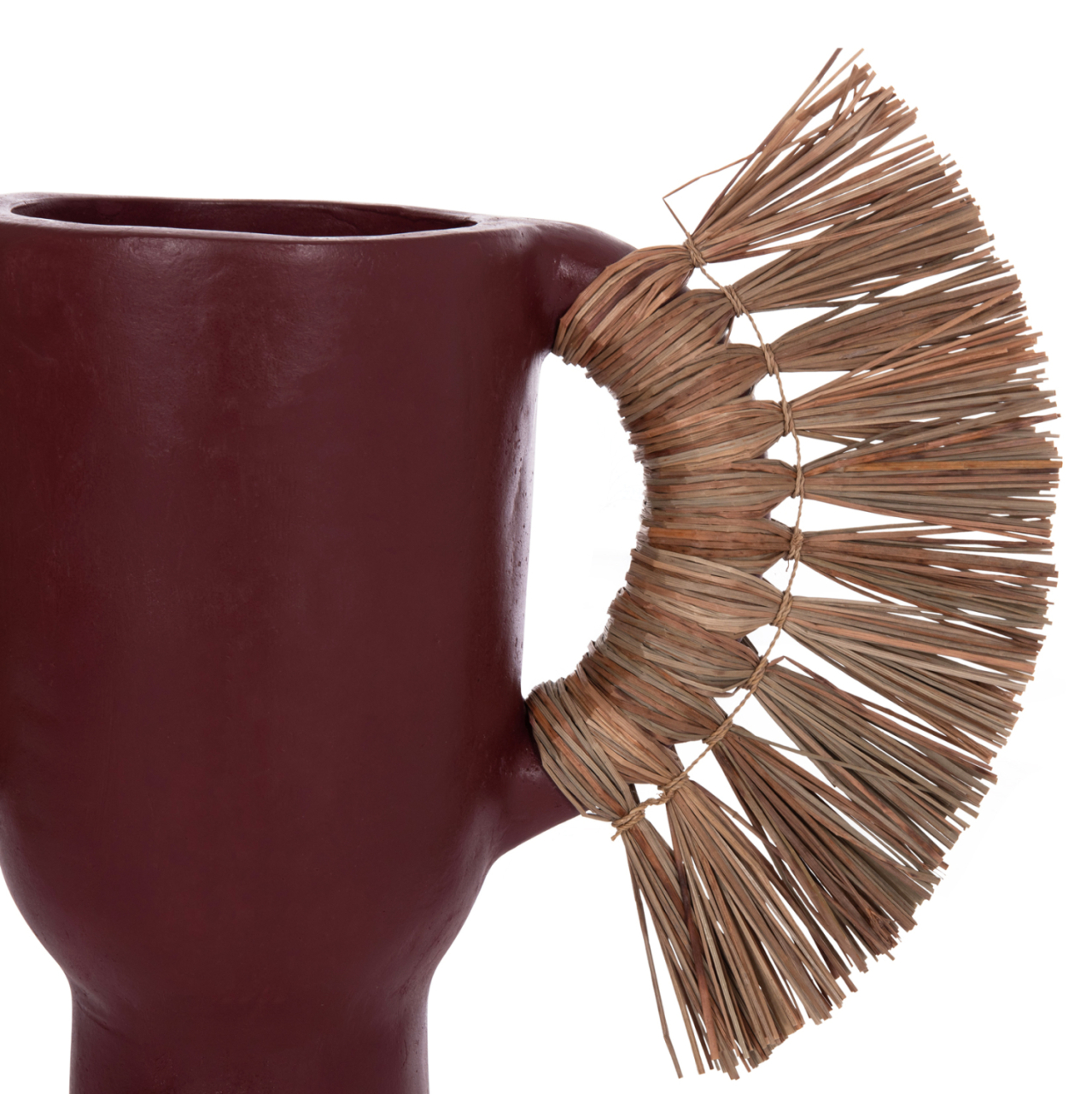 DECORATIVE TABLE VASE ALICA HM4668.06S TERRACOTA IN MAROON COLOR and GRASS--55x19x34Hcm. [5]