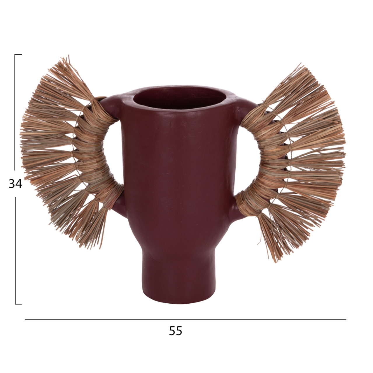 DECORATIVE TABLE VASE ALICA HM4668.06S TERRACOTA IN MAROON COLOR and GRASS--55x19x34Hcm. [2]