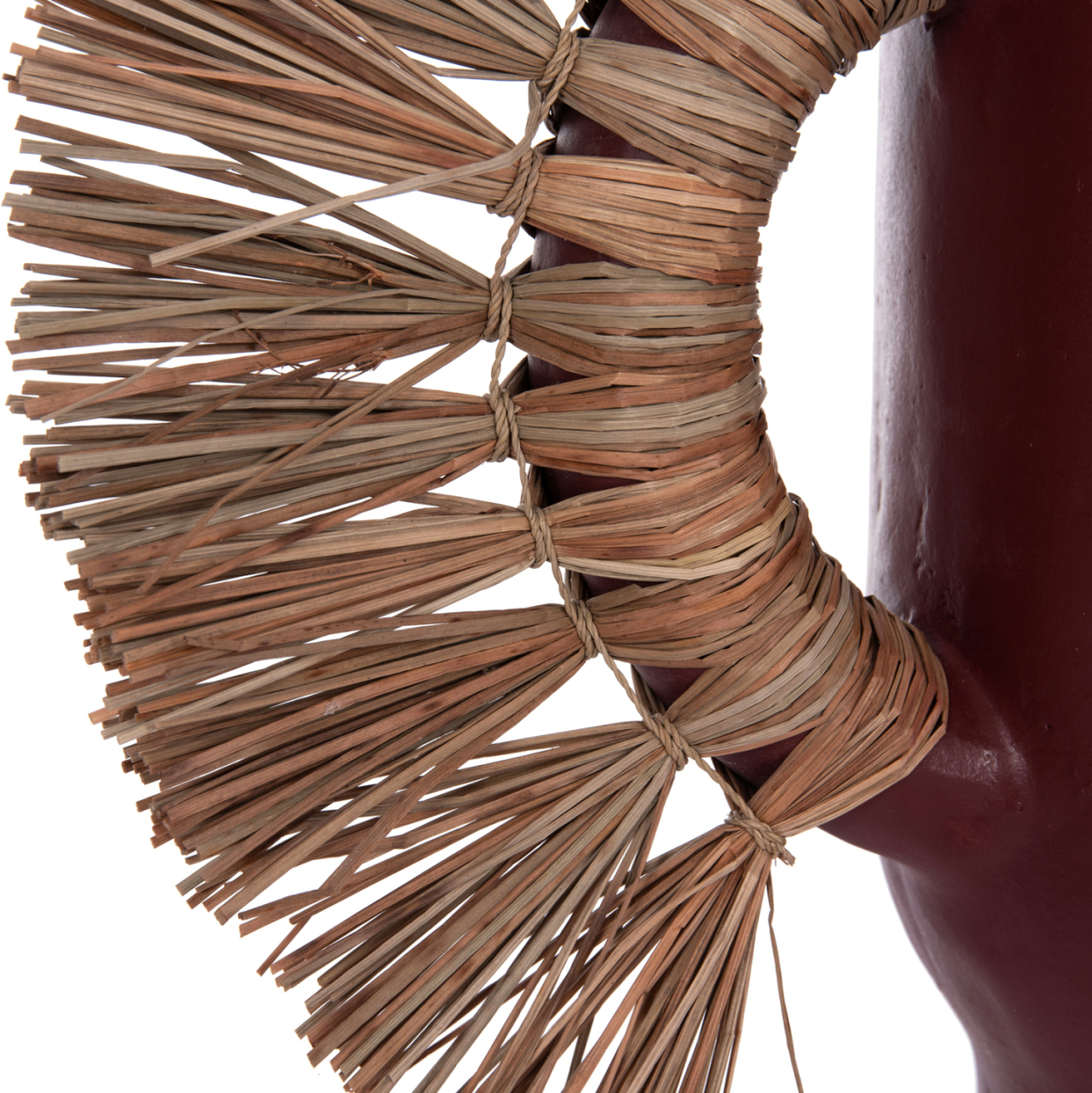 DECORATIVE TABLE VASE ALICA HM4668.06S TERRACOTA IN MAROON COLOR and GRASS--55x19x34Hcm. [7]