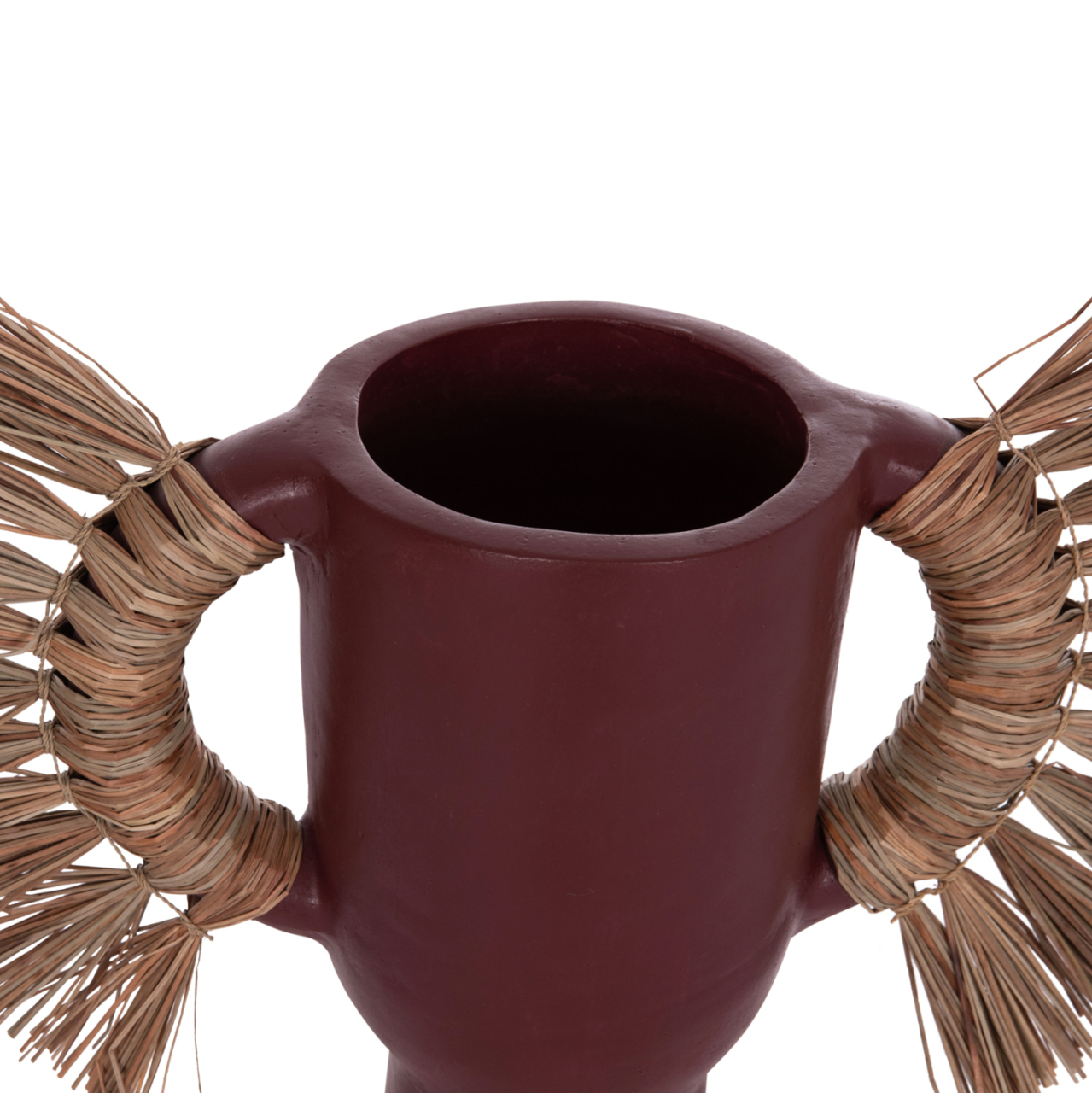 DECORATIVE TABLE VASE ALICA HM4668.06S TERRACOTA IN MAROON COLOR and GRASS--55x19x34Hcm. [6]