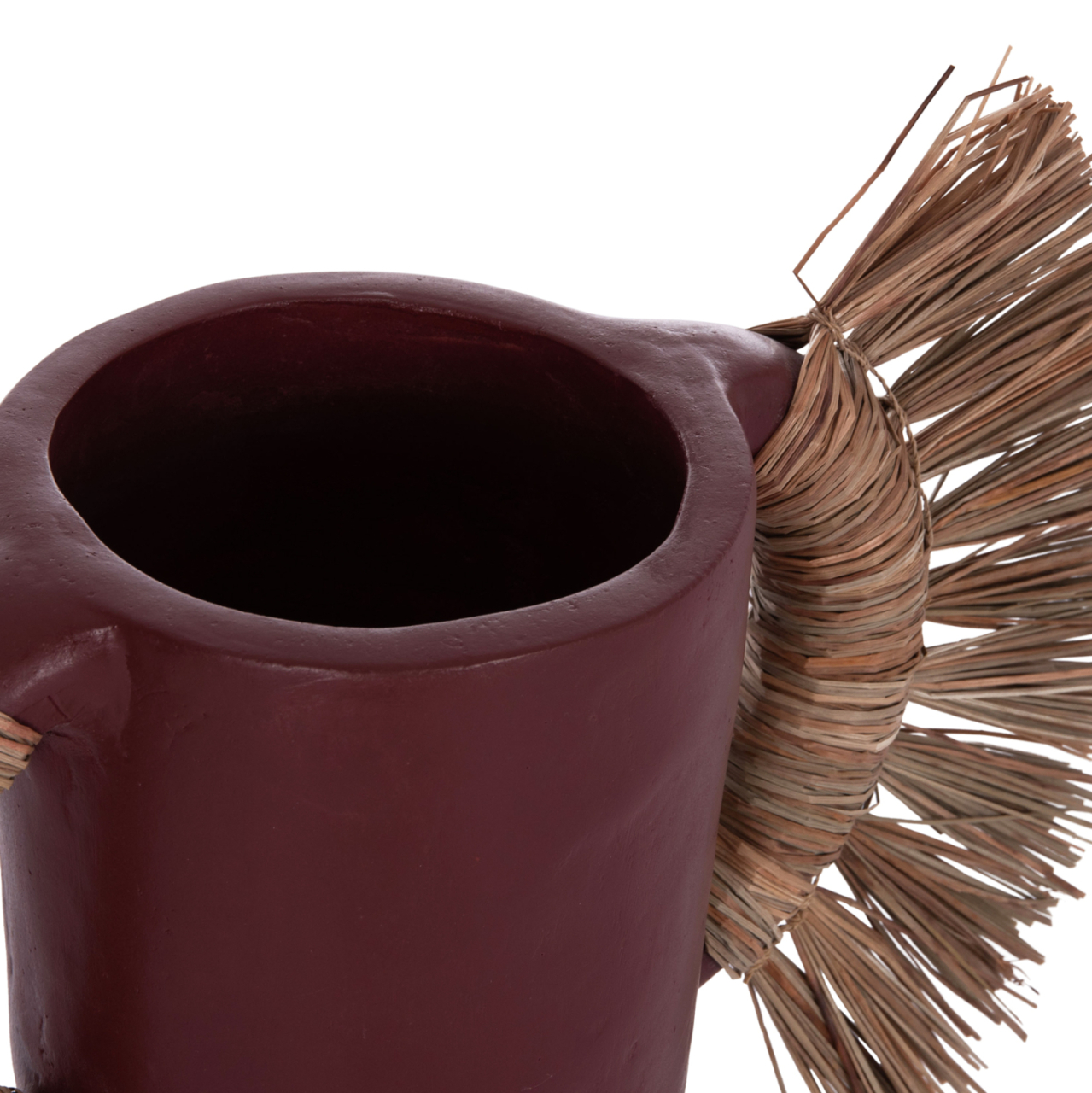 DECORATIVE TABLE VASE ALICA HM4668.06S TERRACOTA IN MAROON COLOR and GRASS--55x19x34Hcm. [8]