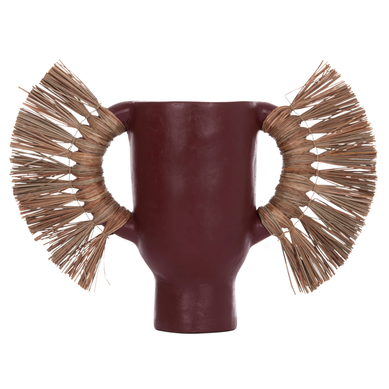 DECORATIVE TABLE VASE ALICA HM4668.06S TERRACOTA IN MAROON COLOR and GRASS--55x19x34Hcm. [4]