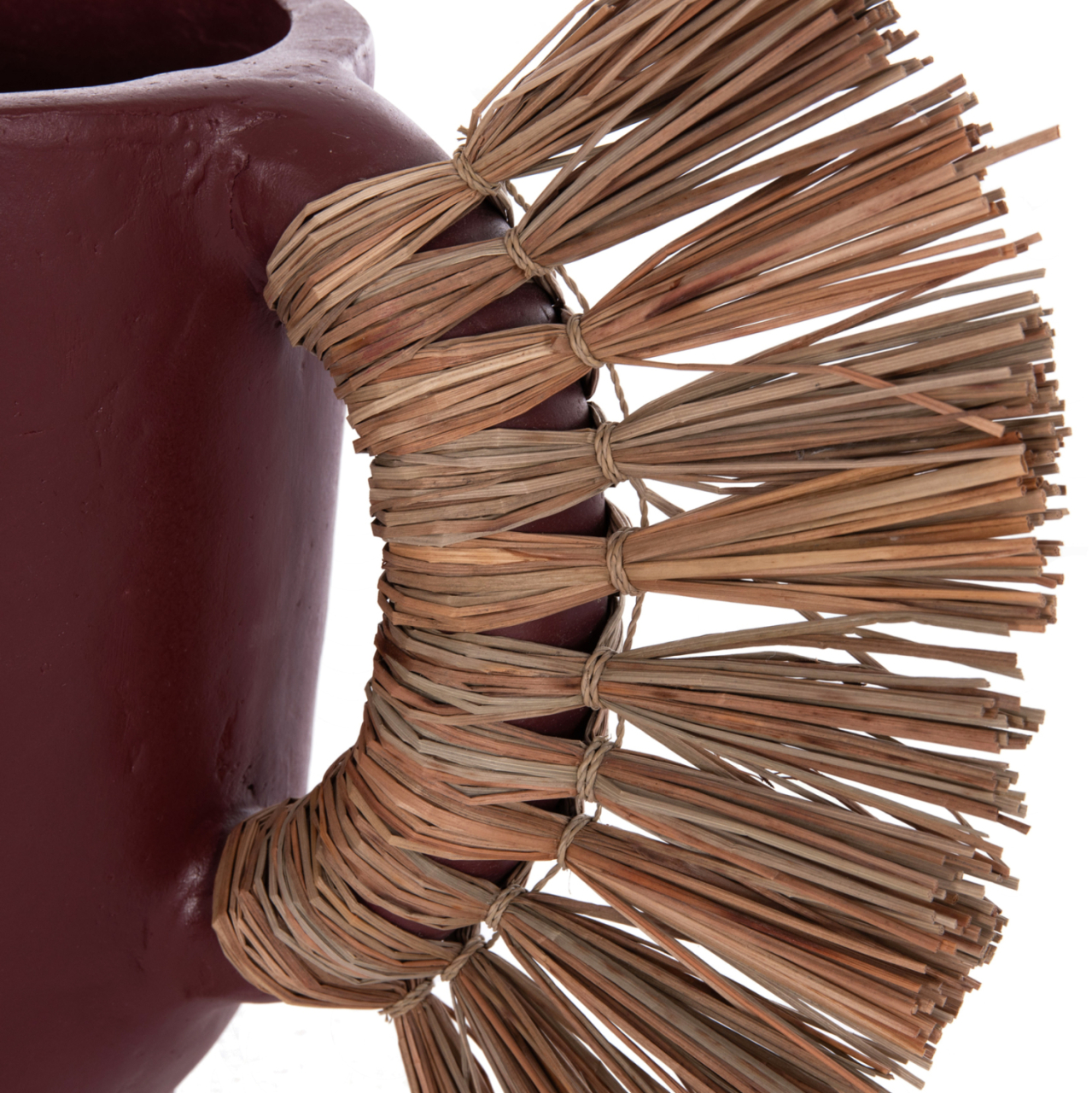 DECORATIVE TABLE VASE ALICA HM4668.06S TERRACOTA IN MAROON COLOR and GRASS--55x19x34Hcm. [9]