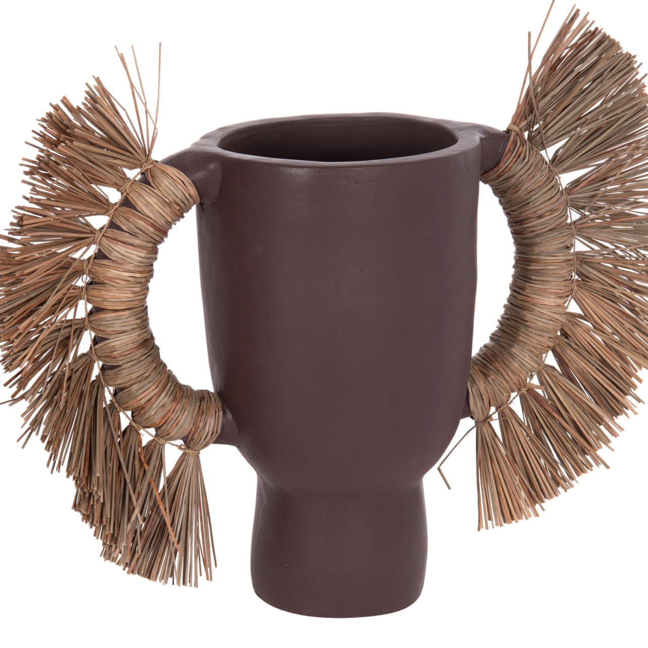 DECORATIVE TABLE VASE ALICA HM4668.07L TERRACOTA IN CHOCOLATE COLOR and GRASS--64x22x38Hcm. [4]
