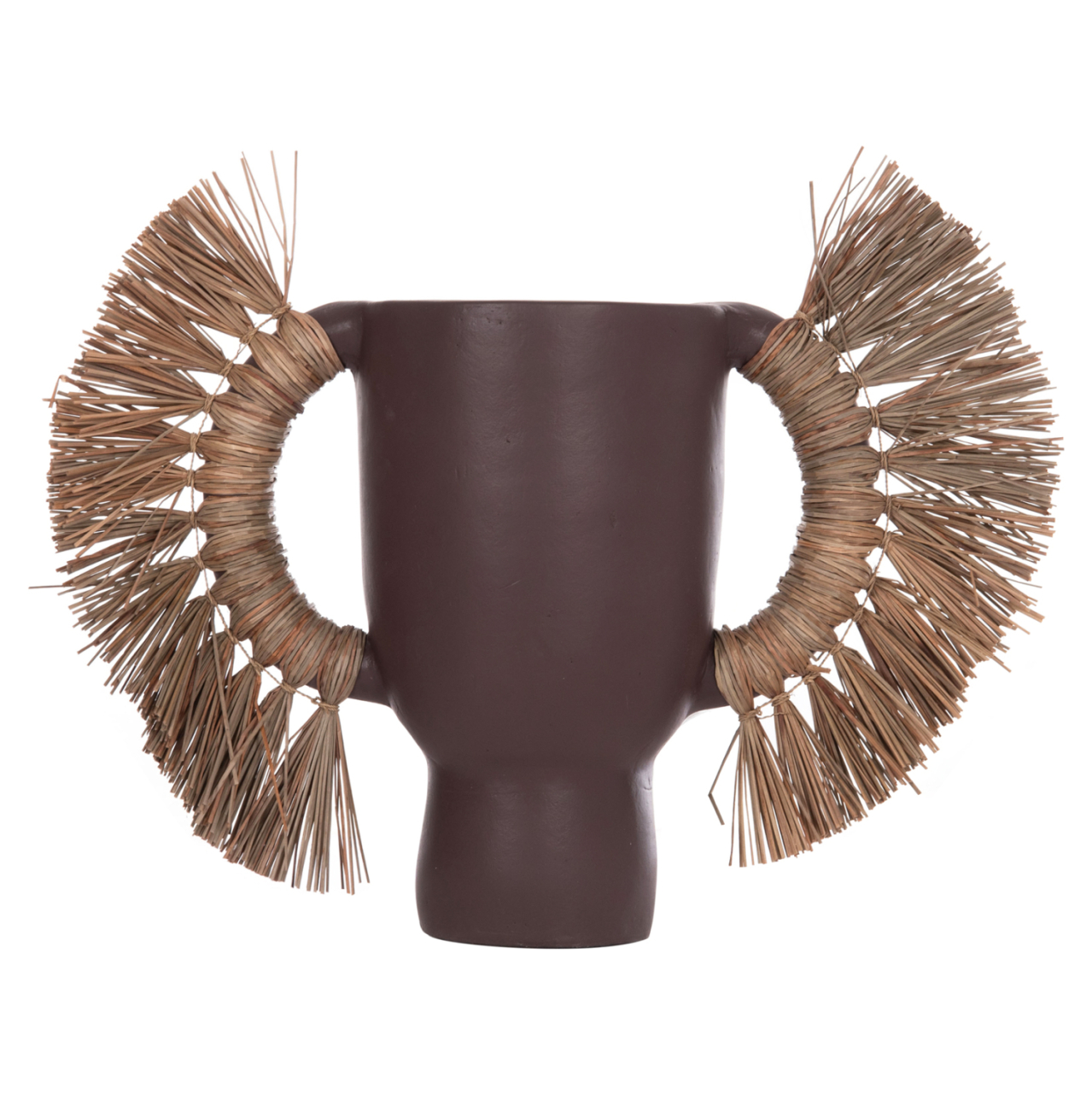 DECORATIVE TABLE VASE ALICA HM4668.07L TERRACOTA IN CHOCOLATE COLOR and GRASS--64x22x38Hcm. [3]