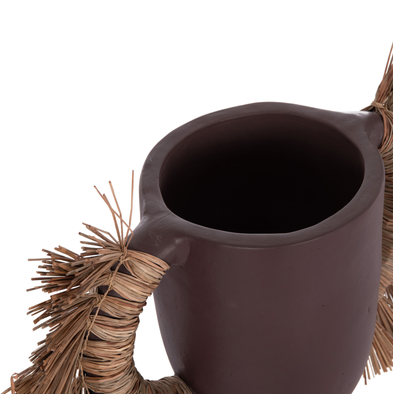 DECORATIVE TABLE VASE ALICA HM4668.07L TERRACOTA IN CHOCOLATE COLOR and GRASS--64x22x38Hcm. [9]