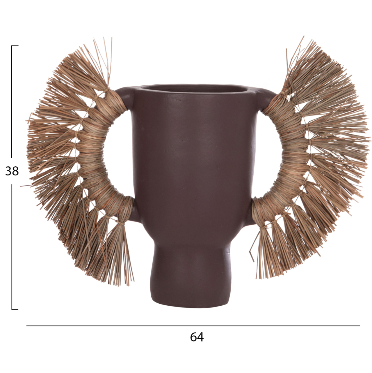 DECORATIVE TABLE VASE ALICA HM4668.07L TERRACOTA IN CHOCOLATE COLOR and GRASS--64x22x38Hcm. [2]