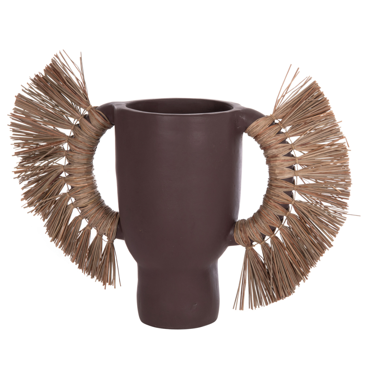 DECORATIVE TABLE VASE ALICA HM4668.07L TERRACOTA IN CHOCOLATE COLOR and GRASS--64x22x38Hcm. [5]
