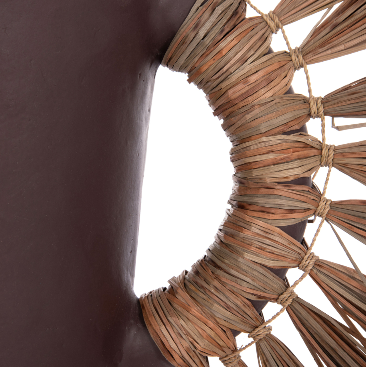 DECORATIVE TABLE VASE ALICA HM4668.07S TERRACOTA IN CHOCOLATE COLOR and GRASS--55x19x34Hcm. [10]