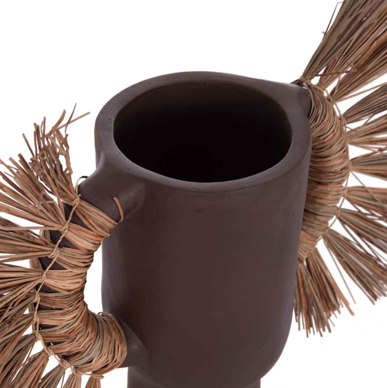 DECORATIVE TABLE VASE ALICA HM4668.07S TERRACOTA IN CHOCOLATE COLOR and GRASS--55x19x34Hcm. [5]