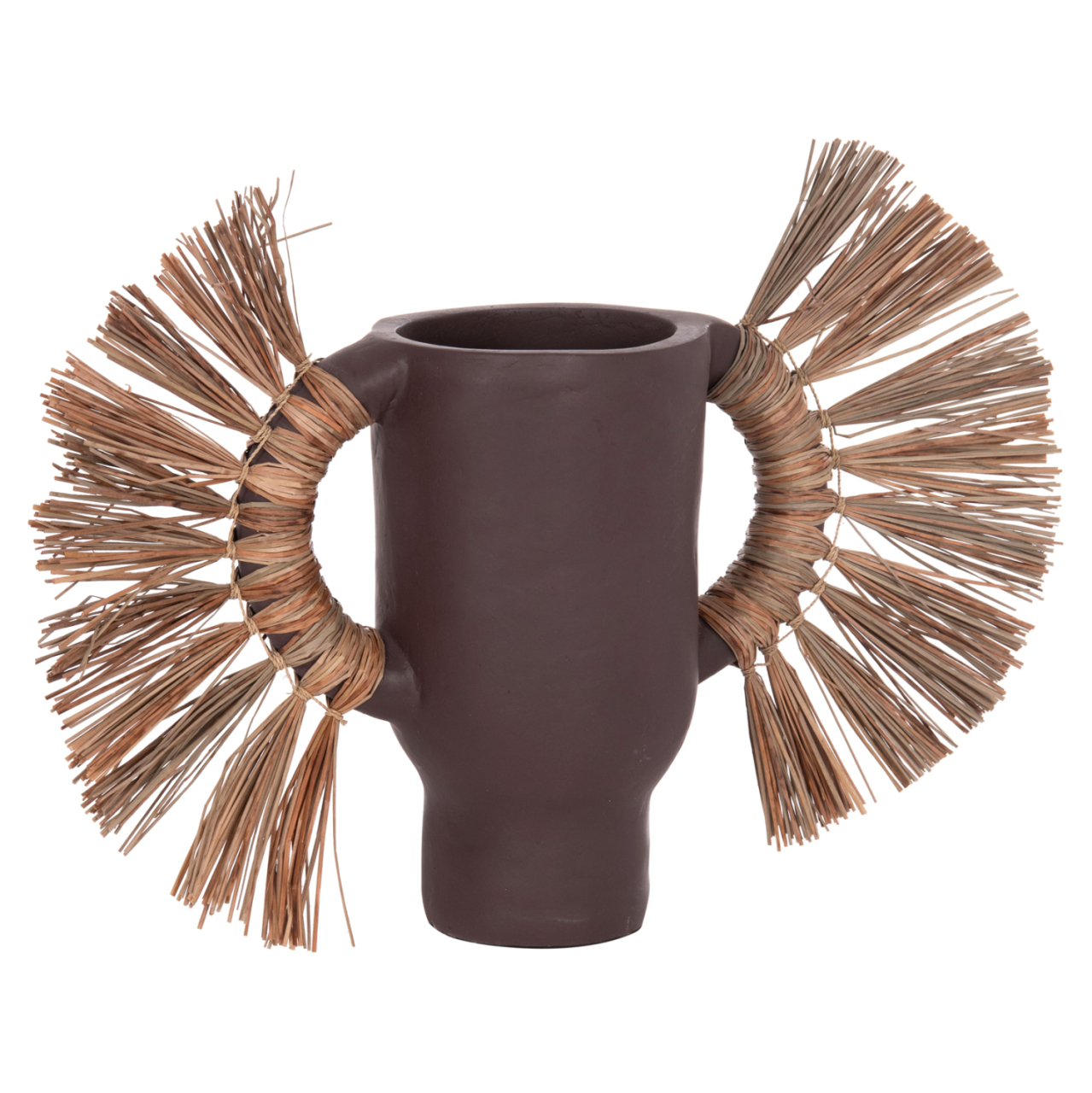 DECORATIVE TABLE VASE ALICA HM4668.07S TERRACOTA IN CHOCOLATE COLOR and GRASS--55x19x34Hcm. [4]