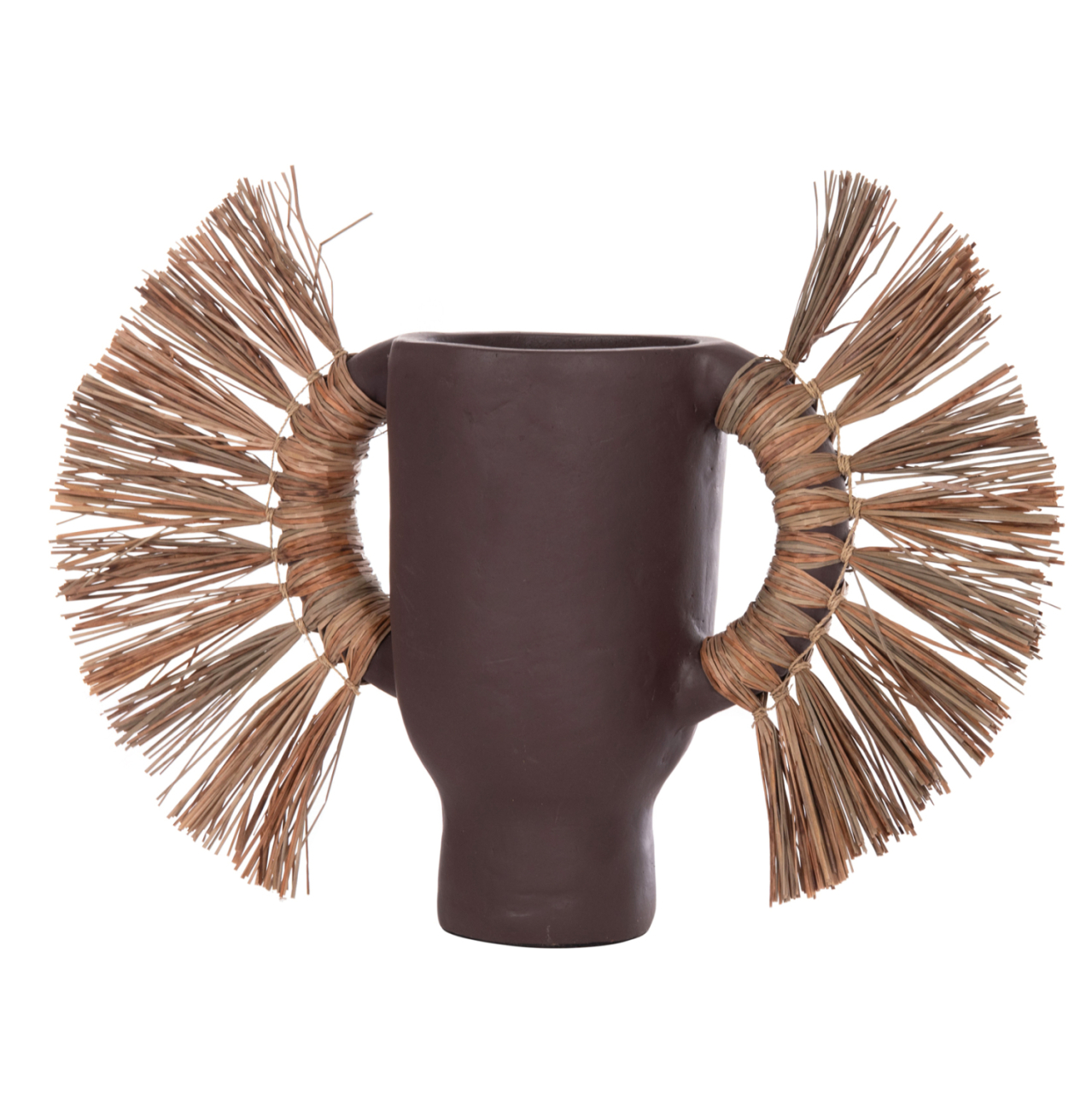 DECORATIVE TABLE VASE ALICA HM4668.07S TERRACOTA IN CHOCOLATE COLOR and GRASS--55x19x34Hcm. [7]