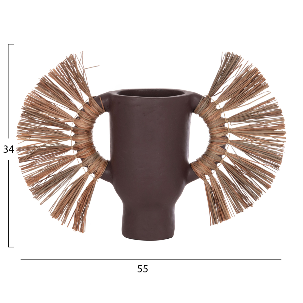 DECORATIVE TABLE VASE ALICA HM4668.07S TERRACOTA IN CHOCOLATE COLOR and GRASS--55x19x34Hcm. [2]