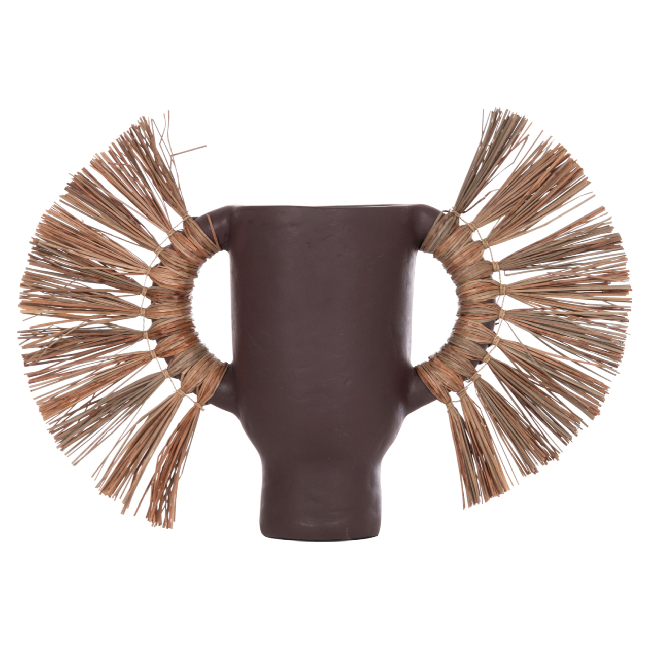 DECORATIVE TABLE VASE ALICA HM4668.07S TERRACOTA IN CHOCOLATE COLOR and GRASS--55x19x34Hcm. [3]