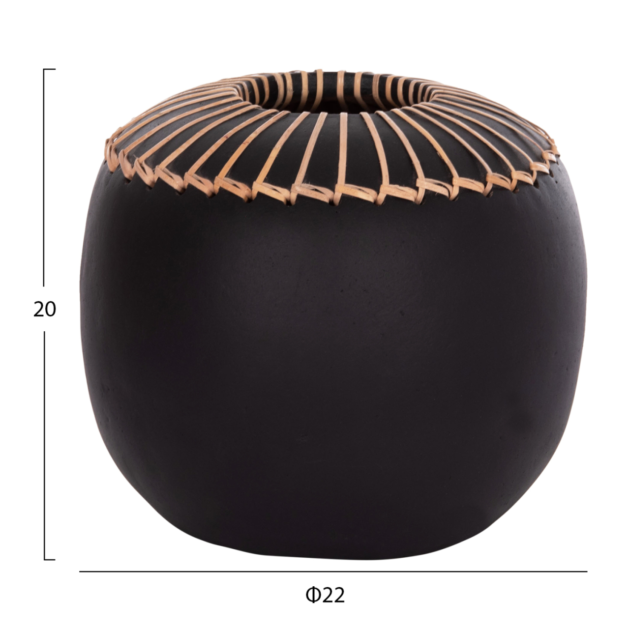 DECORATIVE TABLE VASE LENNOX HM4675.01L TERRACOTA IN BLACK--Φ22x20Hcm. [2]