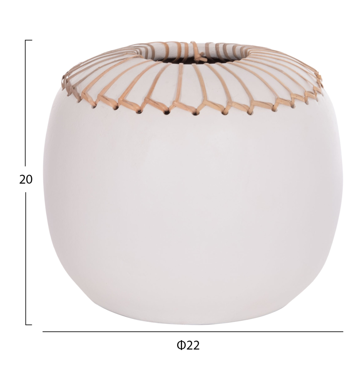 DECORATIVE TABLE VASE LENNOX HM4675.02L TERRACOTA IN WHITE--Φ22x20Hcm. [2]