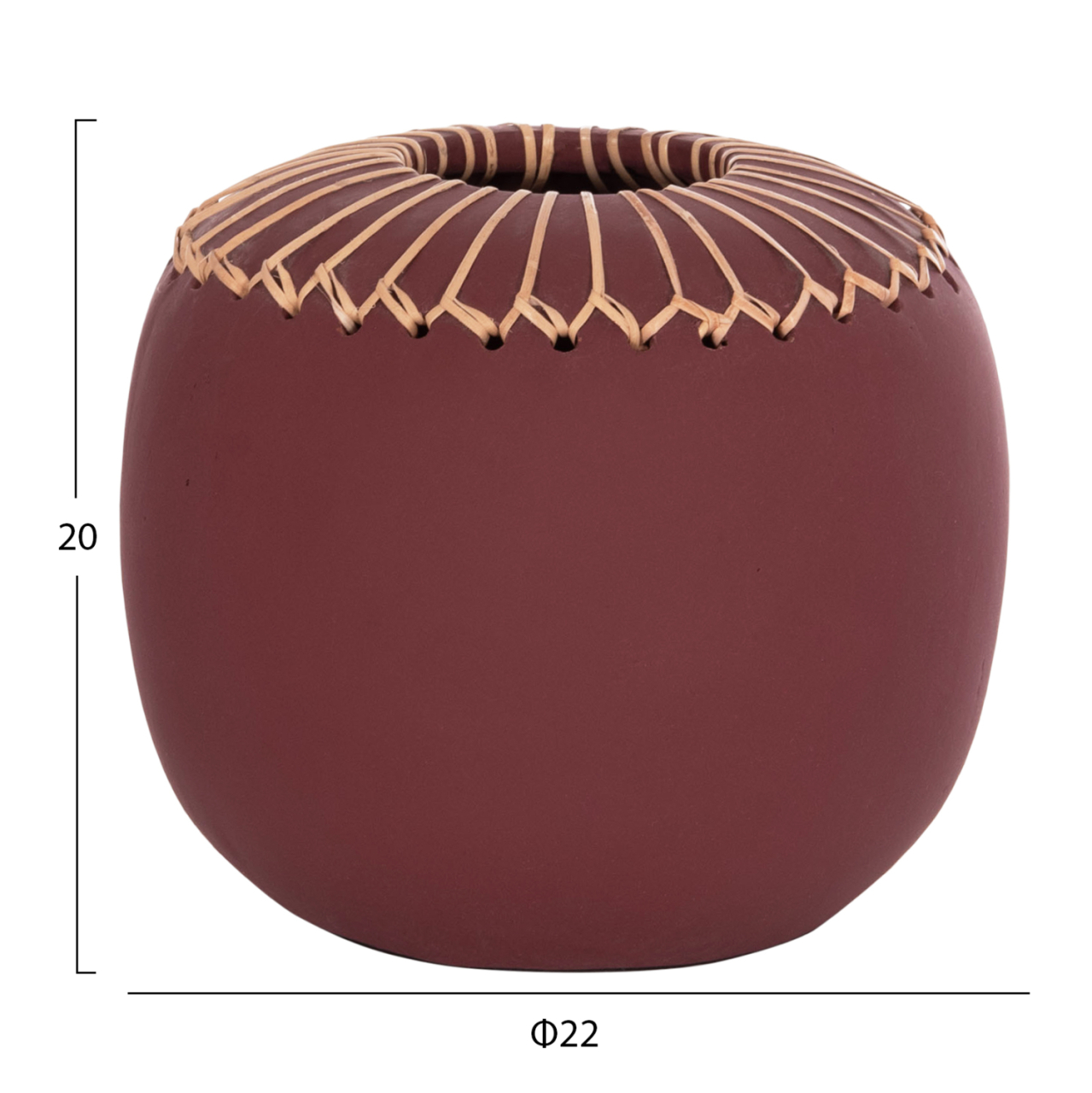 DECORATIVE TABLE VASE LENNOX HM4675.06L TERRACOTA IN MAROON RED--Φ22x20Hcm. [2]