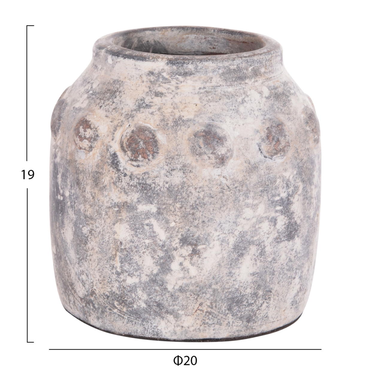 DECORATIVE TABLE VASE VERMO HM4392 TERRACOTTA IN GREY Φ20x19Hcm. [2]