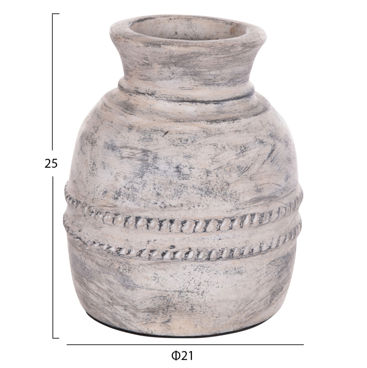 DECORATIVE TABLE VASE VERMO HM4393 TERRACOTTA IN LIGHT GREY Φ21x25Hcm. [2]