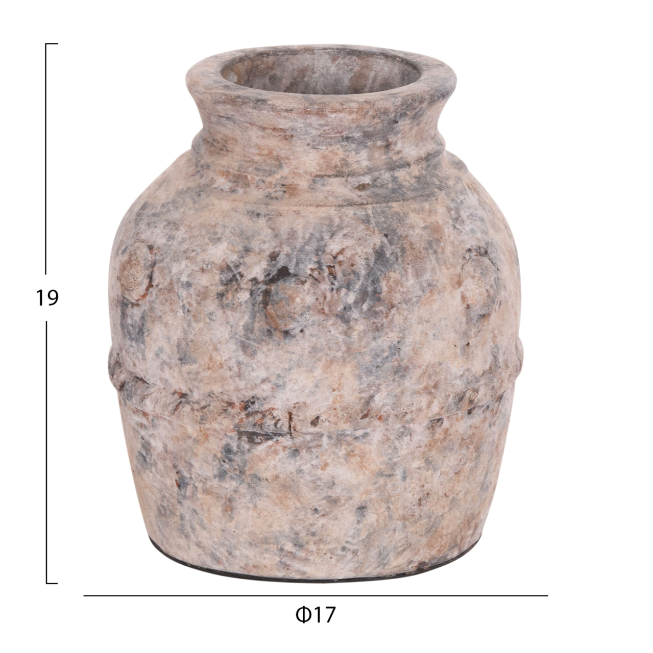DECORATIVE TABLE VASE VERMO HM4395 TERRACOTTA IN BRUSHED GREY Φ17x19Hcm. [2]