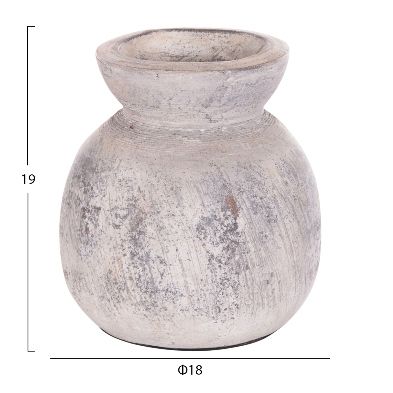 DECORATIVE TABLE VASE VERMO HM4396 TERRACOTTA IN LIGHT GREY Φ18x19Hcm. [2]