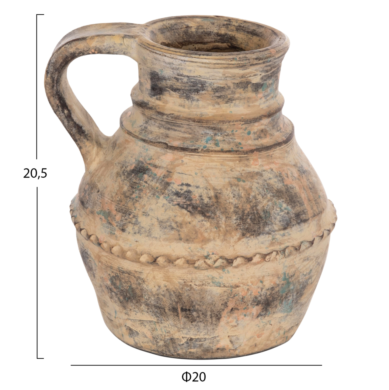 DECORATIVE TABLE VASE VERMO HM4397 TERRACOTTA IN CREAM BEIGE Φ20x20.5Hcm. [2]