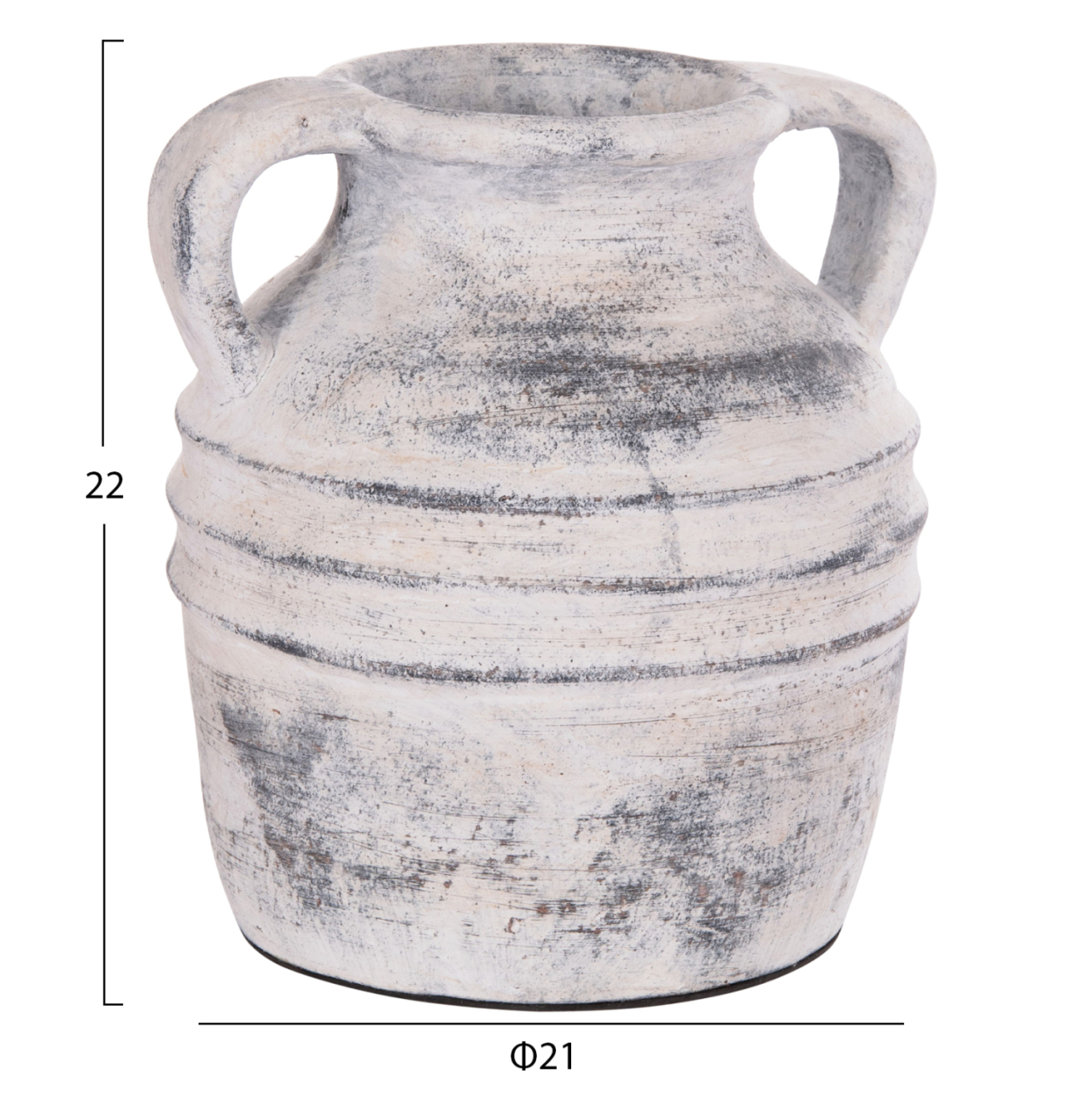 DECORATIVE TABLE VASE VERMO HM4398 TERRACOTTA IN LIGHT GREY Φ21x22Hcm. [2]